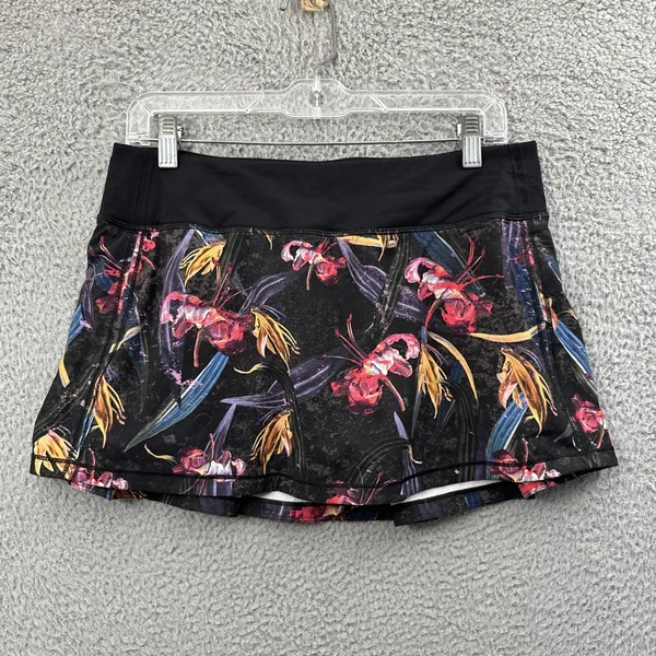 Lululemon Pace Rival‎ Mid Rise Skirt Skort Veiled Floral Athletic Tennis Women 8 - Image 2