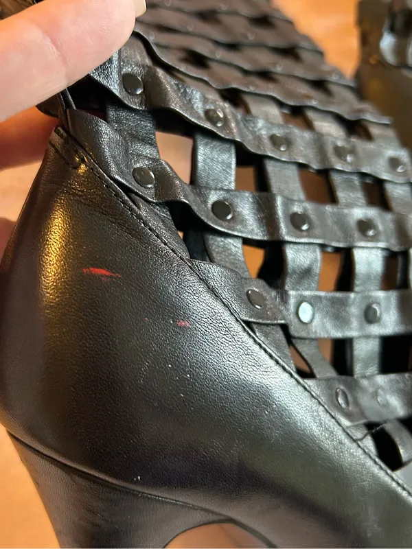 Chinese Laundry vintage black heeled cage boots with grommets size 6.5B goth - Image 3