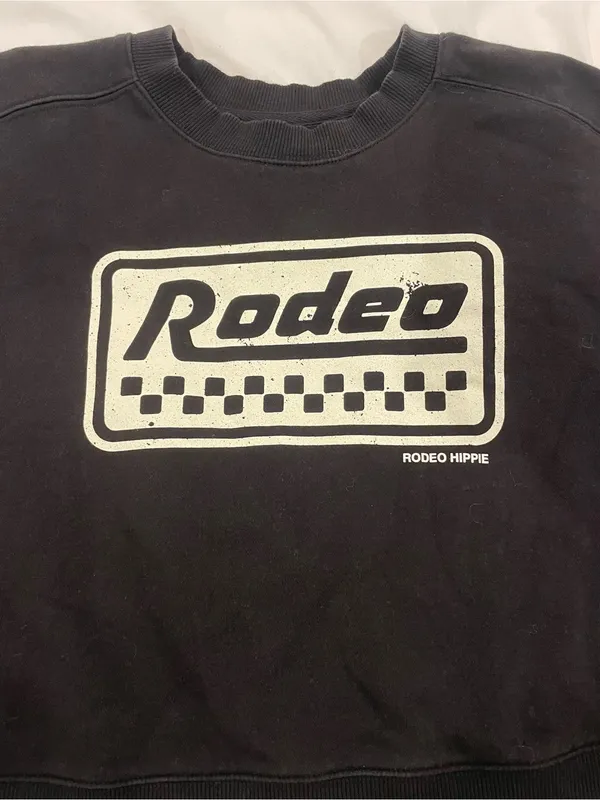Rodeo Hippie Rodeo Racer Cropped Sweatshirt Black Size XL - Image 2