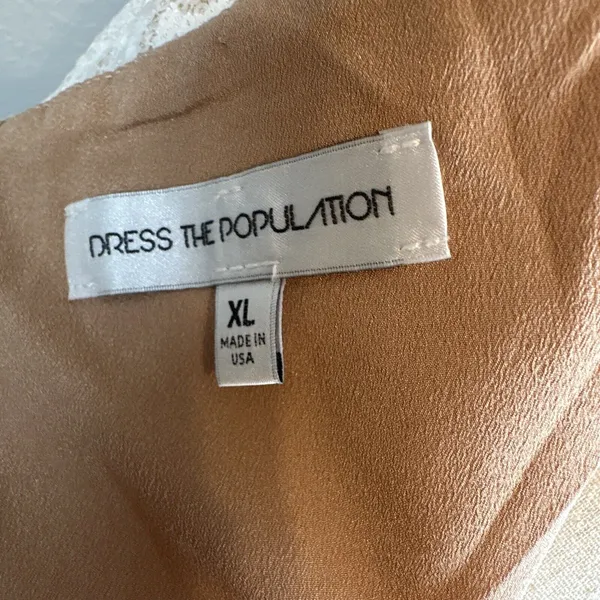 Dress The Population Cassie Halter Midi Dress Size XL White Floral‎ Lace Sequin - Image 8