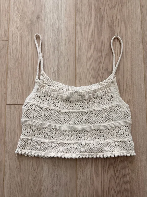 Zara Crochet Knit Crop Tank Top - Image 3