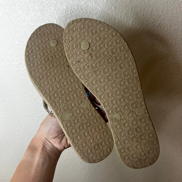 Reef glitter tan flip flops sandals WOMENS 8 - Image 5