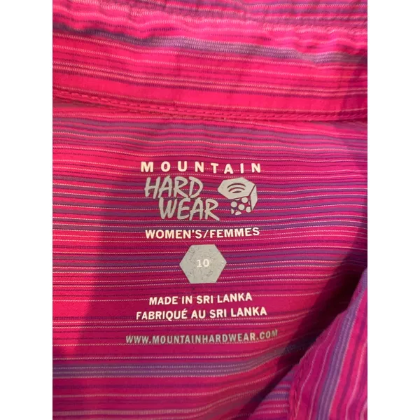 Mountain Hardwear Pink Striped Gorpcore Hiking Shirt Sz 10 - Image 5