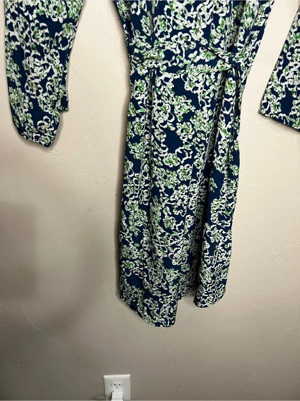 Maeve by Anthropologie Blue Green‎ Floral Button Front Tie Waist Dress - Image 11