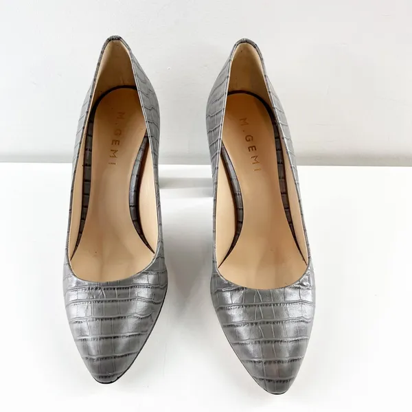 M. Gemi The Lustro Croco Heels Pumps Almond Toe Gray 36.5 - Image 2