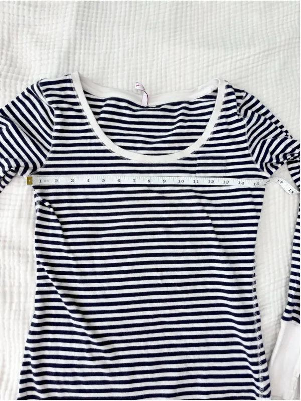 Women's Outlook Long Sleeve Striped Tee, Size L, White and Navy Blue Cotton - Image 5
