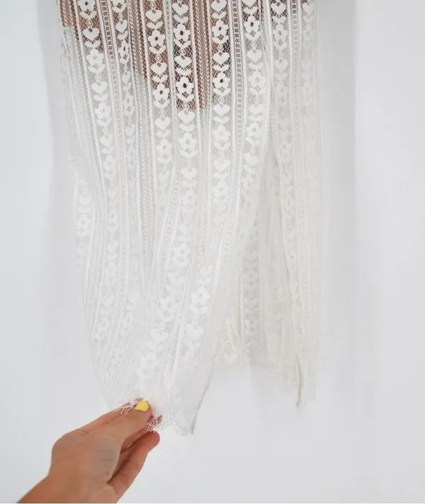 NEW For Love and Lemons Dakota Lace Midi Dress Bodysuit Sheer White Size M - Image 9