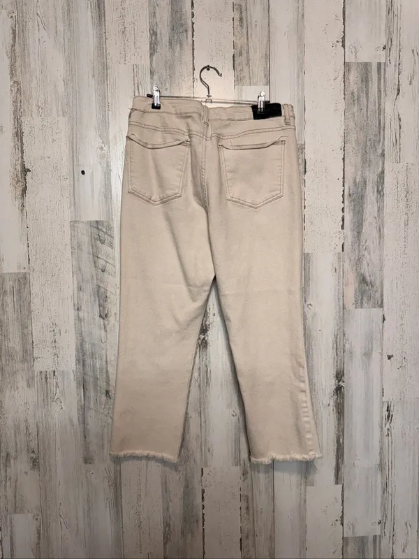 !iT Jeans Jackie High Rise Straight Leg Ankle Jeans Womens 14 Cream Raw Hem - Image 3
