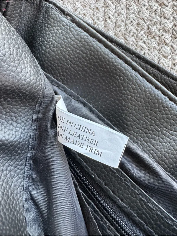 Vintage Black Leather Contrast Stitching Shoulder Bag Purse - Image 10