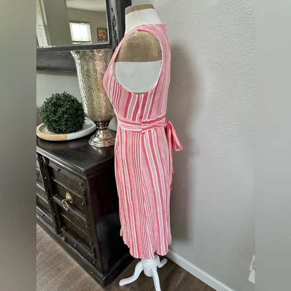 Lulus Estnelly Striped Button-Front Midi Dress L - Image 4