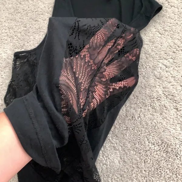7 For All Mankind Black Sheer Tank Top Lace M - Image 6