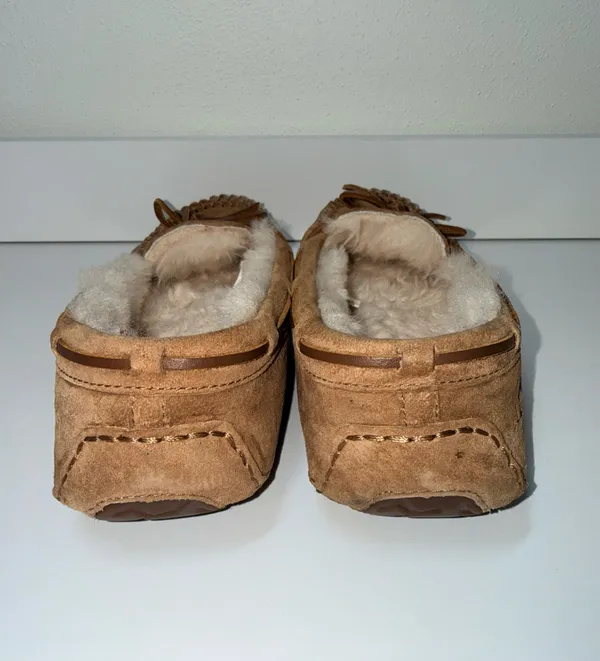 UGG Bella II Moccasin Slippers Chestnut Brown Suede Fur Lined - Image 8