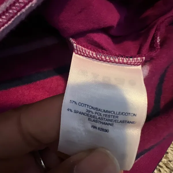 Lands End Magenta Navy‎ Striped Quarter Zip Pullover Top Womens Large Petite - Image 3