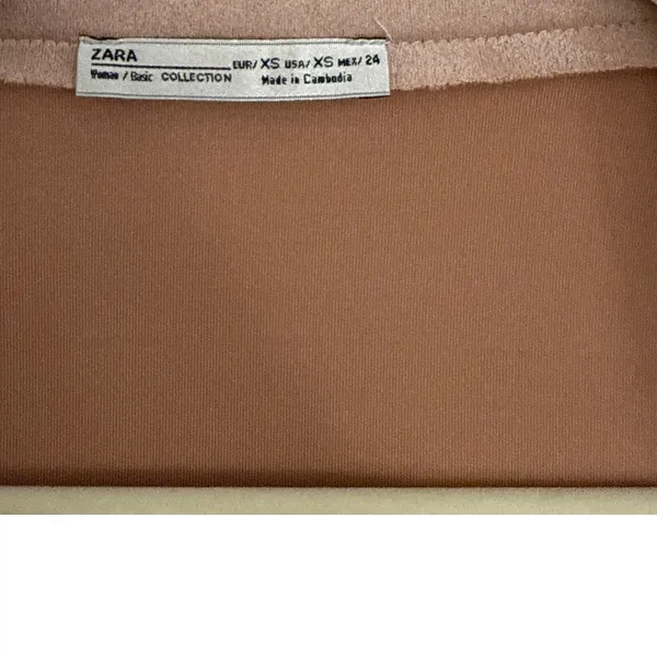 ZARA Faux Suede Pink Preppy Work Ready Feminine Open Blazer Size Women's XS - Image 4