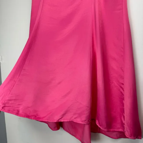 NEW ZARA Pink Satin Corsetry Mini Babydoll Dress Sz Large Chain Strap - Image 14