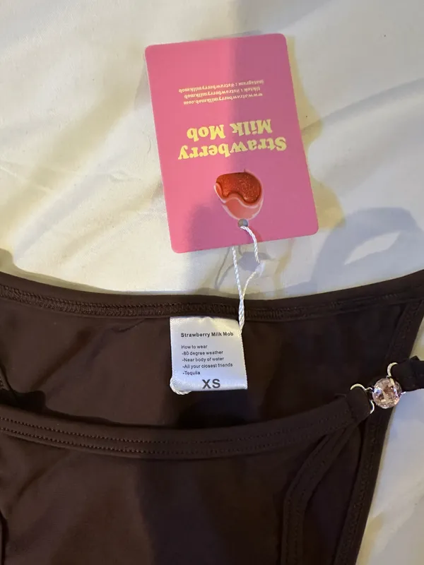 Strawberry Milk Mob Bikini Bottoms Brown Size XS - Image 4