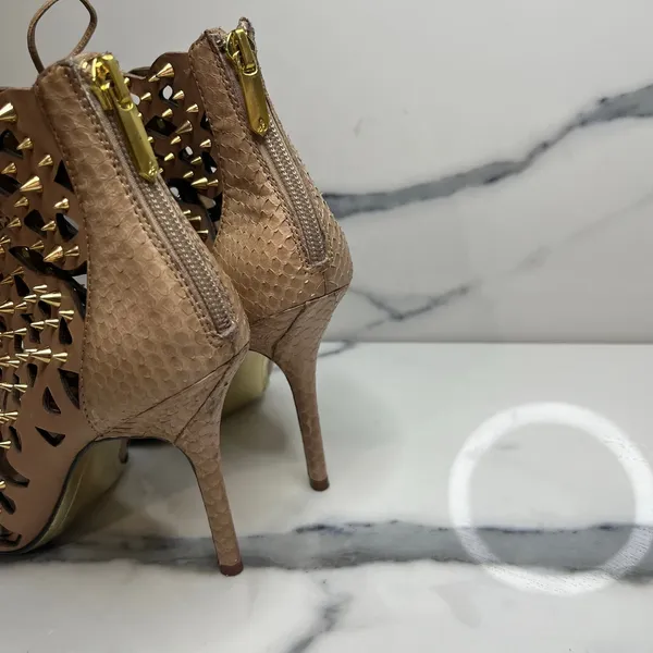 Sam Edelman Women's Tan Leather Spikes Open Toe Allison Bootie Heels Sz 6.5 - Image 4