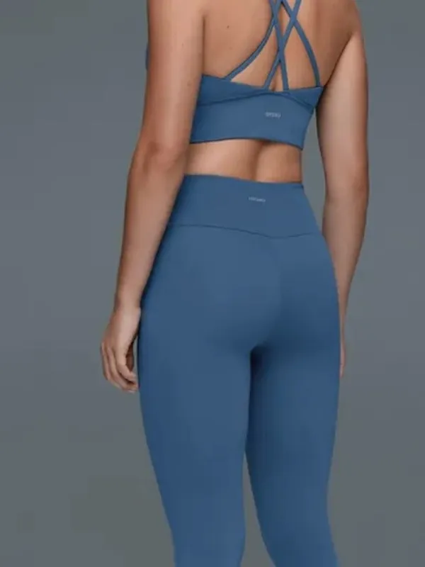 Oysho Sport Comfortlux deep blue High-Waist lettuce hem Performance Leggings, XS - Image 4