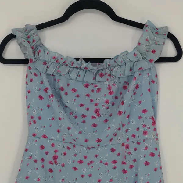 Superdown Revolve Sky Blue Floral Mini Dress Size Small Off The‎ Shoulder Girly - Image 2