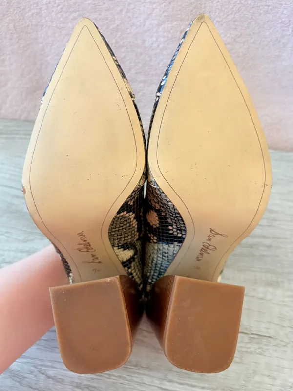 Sam Edelman Reverie Desert Snake Leather Pointed 4" Stacked Block Heel Mule 7.5 - Image 7
