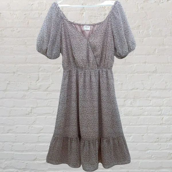 Sienna Sky Cottagecore Romantic Dusty Pink Floral Puff Sleeve Summer Dress M Boho Whimsical - Image 3