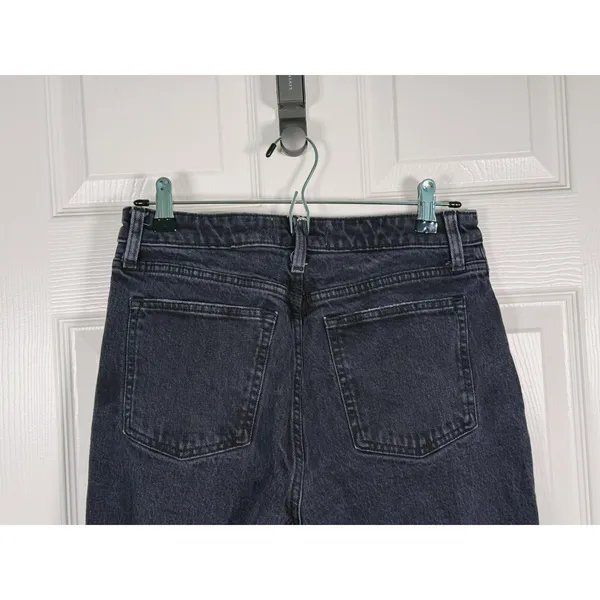 Abercrombie & Fitch Curve Love Mom High Rise Jeans Size 28 (6) Black Grunge Edgy - Image 6