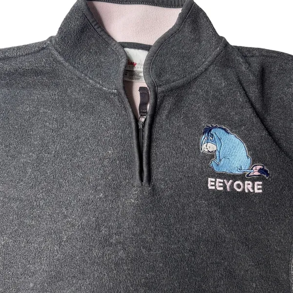 Vintage Disney Eeyore Quarter Zip Fleece M Y2K Poohcore Soft Girl RARE - Image 7
