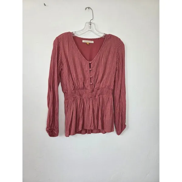 Downeast Pink Peplum Blouse Top Lolita Coquette Romantic Feminine Poetcore XS - Image 10