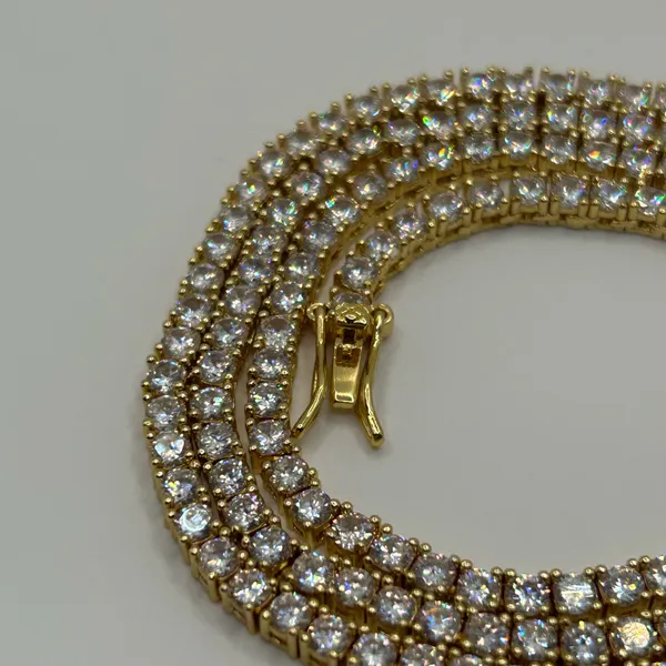 Kay Jewelers Moissanite Iced Out Tennis Chain Gold 3mm 22 Inches Brand New VVS1 Fast Ship - Image 2
