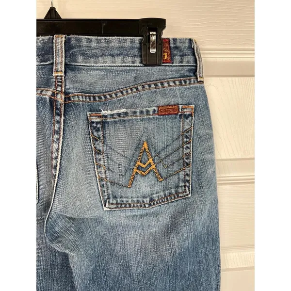 7 For All Mankind The A Pocket Blue Denim Bootcut 5 Pocket Design Size 29 - Image 10