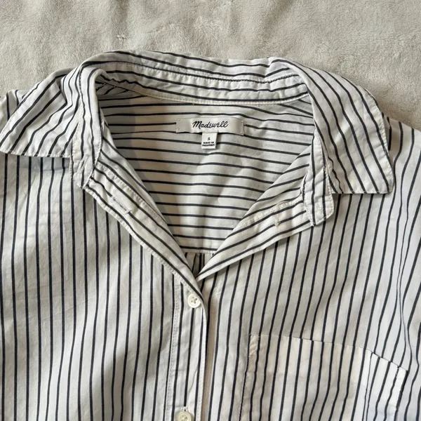 Madewell Button Down Striped Cotton Shirt Womens S Long Cuff Minimalist Capsule - Image 10