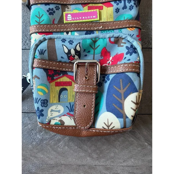 Lily Bloom crossbody bag‎ colorful pattern of dogs and forest scenery - Image 3