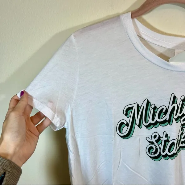 Bella Canvas White Michigan State Crop‎ Top Medium NWT - Image 5