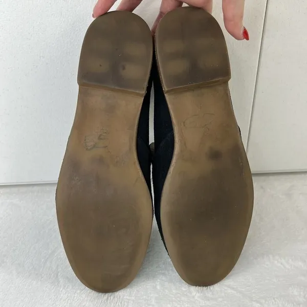 Steve‎ Madden 9.5 Create Tasseled Loafers Black Suede Leather Slip On Almond Toe - Image 11