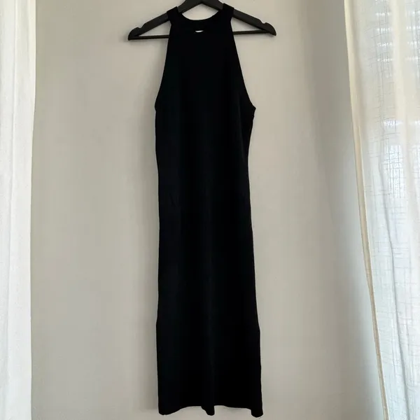 Old Navy Fitted Sleeveless Rib-Knit Midi Sweater Dress Ribbed Black Large Tank - Image 8