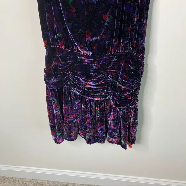 Ramy Brook silk velvet velour floral‎ Dolores halter mini dress size 14 party - Image 3