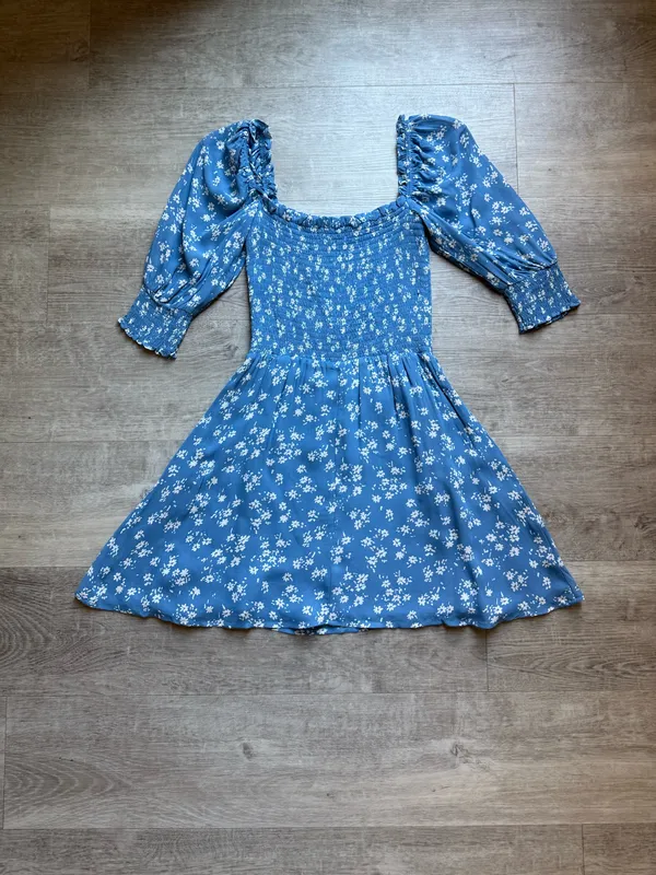 Reformation Elle Floral Puff Sleeves Smocked Bodice Square Neck Mini Dress Sz 0 - Image 8
