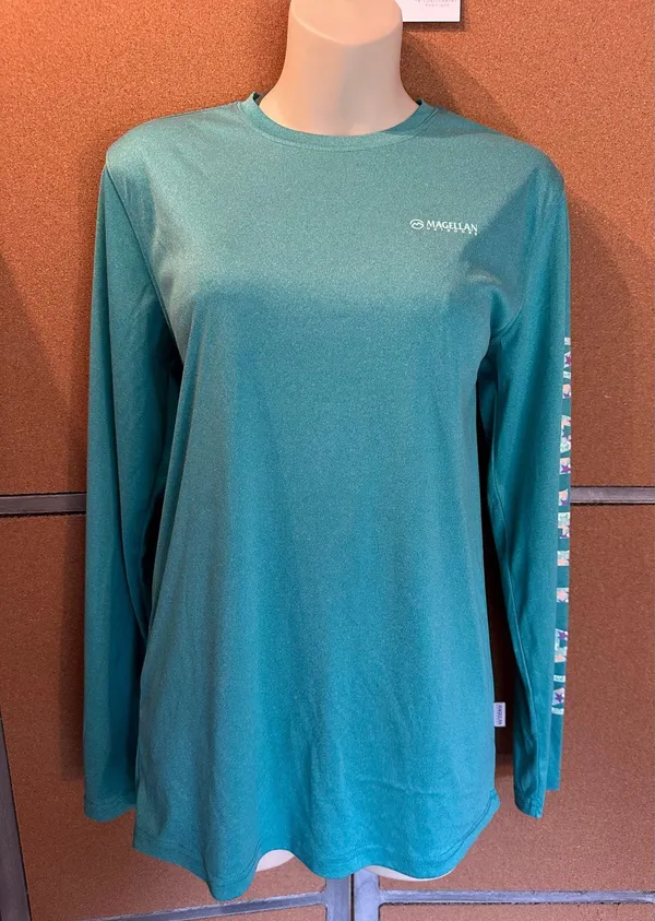 Magellan Outdoors Fish Gear Women's Size S Boyfriend Fit Teal Moisture Wicking Logo Shirt - Image 14