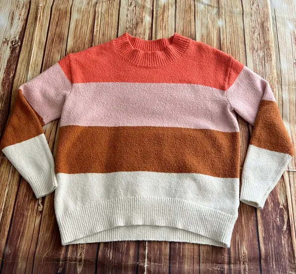 Women Crew Neck Striped Pullover Neapolitan Sweater Super Soft Medium - Image 3
