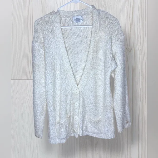 WYE OAKS Women’s Cozy White Button Up Knit Cardigan - Image 2