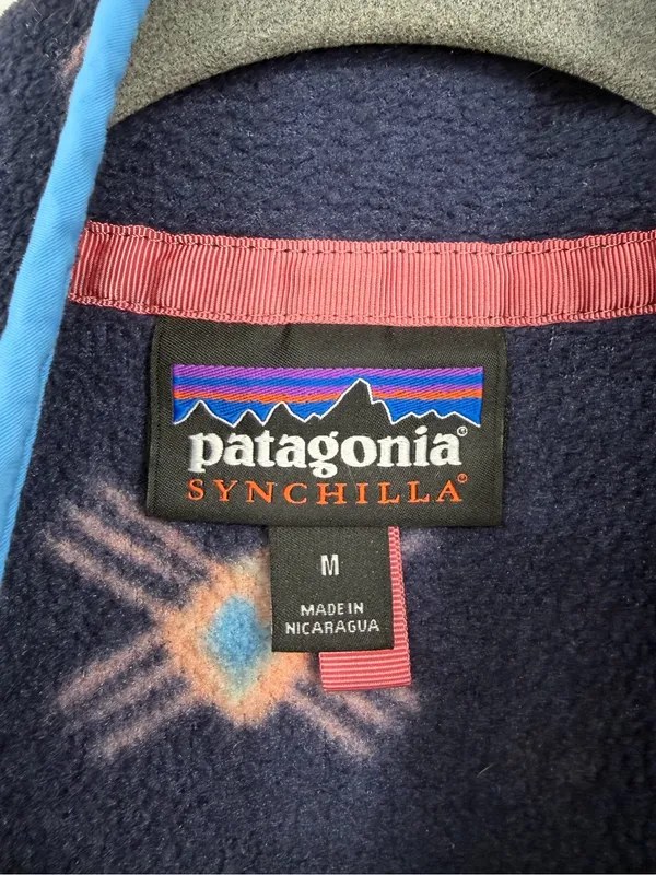 Patagonia Lightweight Synchilla Snap-T Women M Navy Geometric Fleece - Image 6