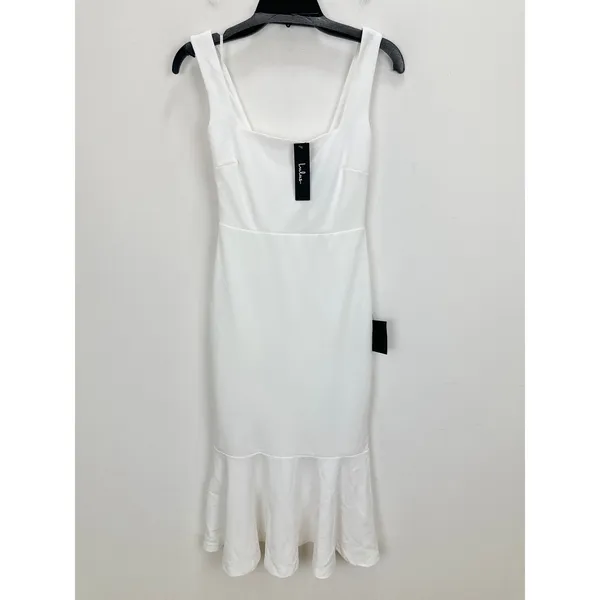 Lulus Moment Maker White Square Neck Trumpet Midi Dress Cocktail XS NWT - Image 6