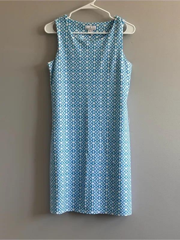 Jude Connally Blue White Geometric Shift‎ Dress Size Small - Image 2