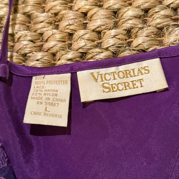 Victoria's Secret vintage dark purple satin lace nightgown women’s size large - Image 6