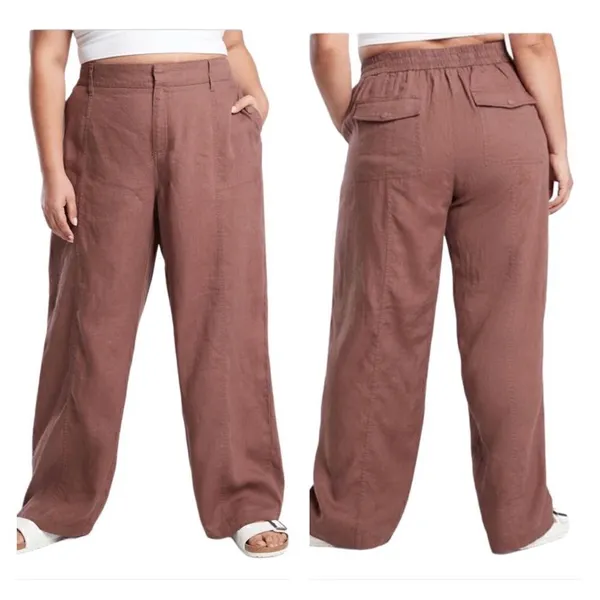 ‎Athleta Cabo Retreat linen cropped wide leg pants 4P - Image 2