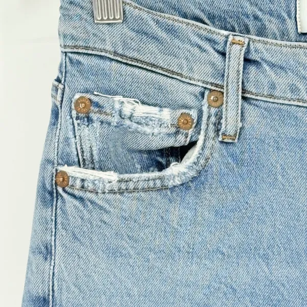 AGOLDE Nico High Rise Straight Leg Jeans Light‎ Wash Distressed Raw Hem Size 25 - Image 11