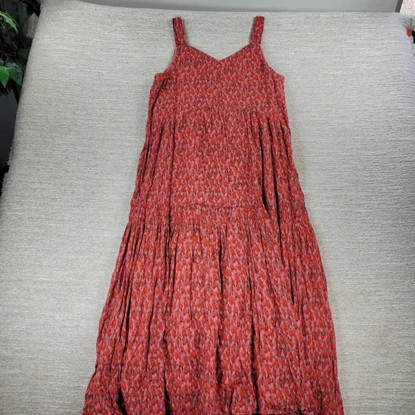 Joie Anthro Bondi Tiered Maxi Sundress Size M Red Ikat Spaghetti Strap Lined NWT - Image 14