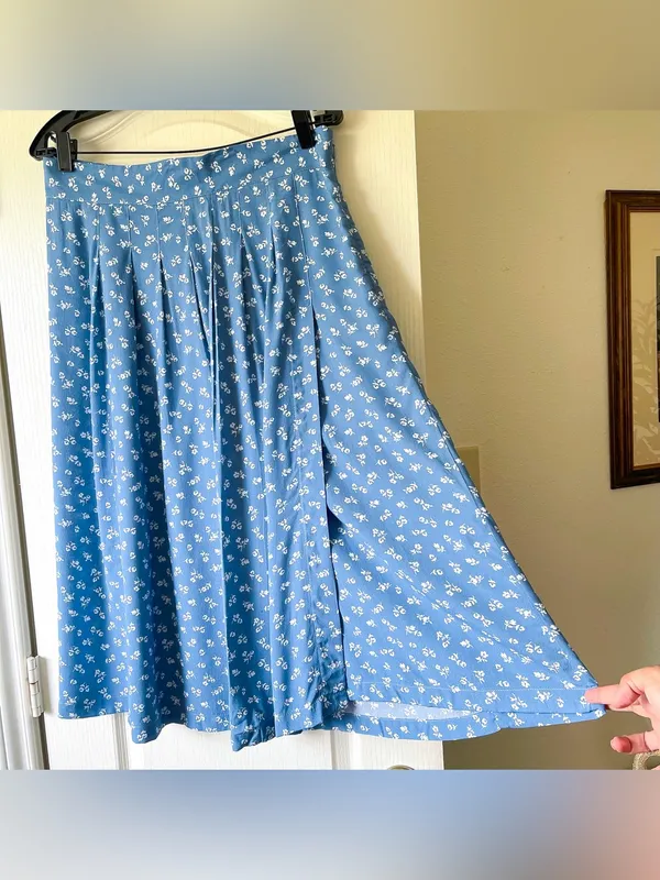 Sezane Alicia Midi Skirt Blue Floral US 10 NWT‎ - Image 3