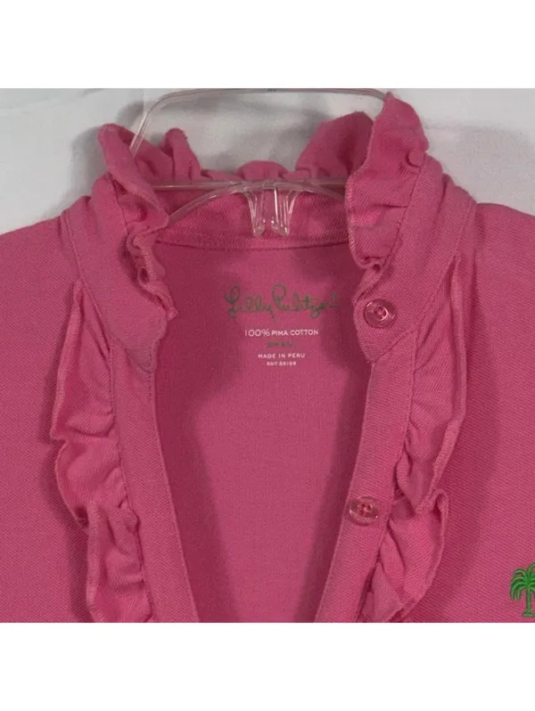 Lilly Pulitzer Pink Ruffle Front Sleeveless Pima Cotton Dress Women’s Small - Image 4