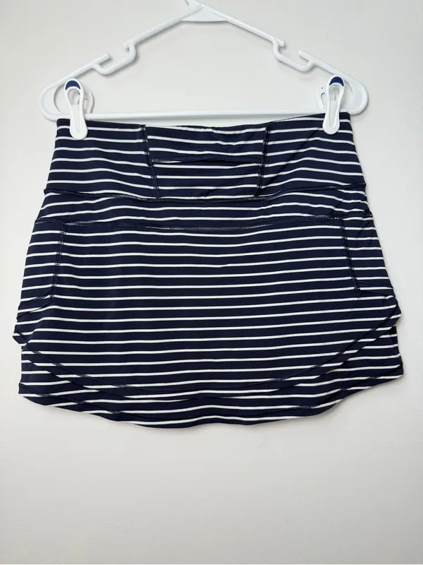 Athleta Striped Stealth Skort Tennis Skirt Shorts Blue White Size Small - Image 5